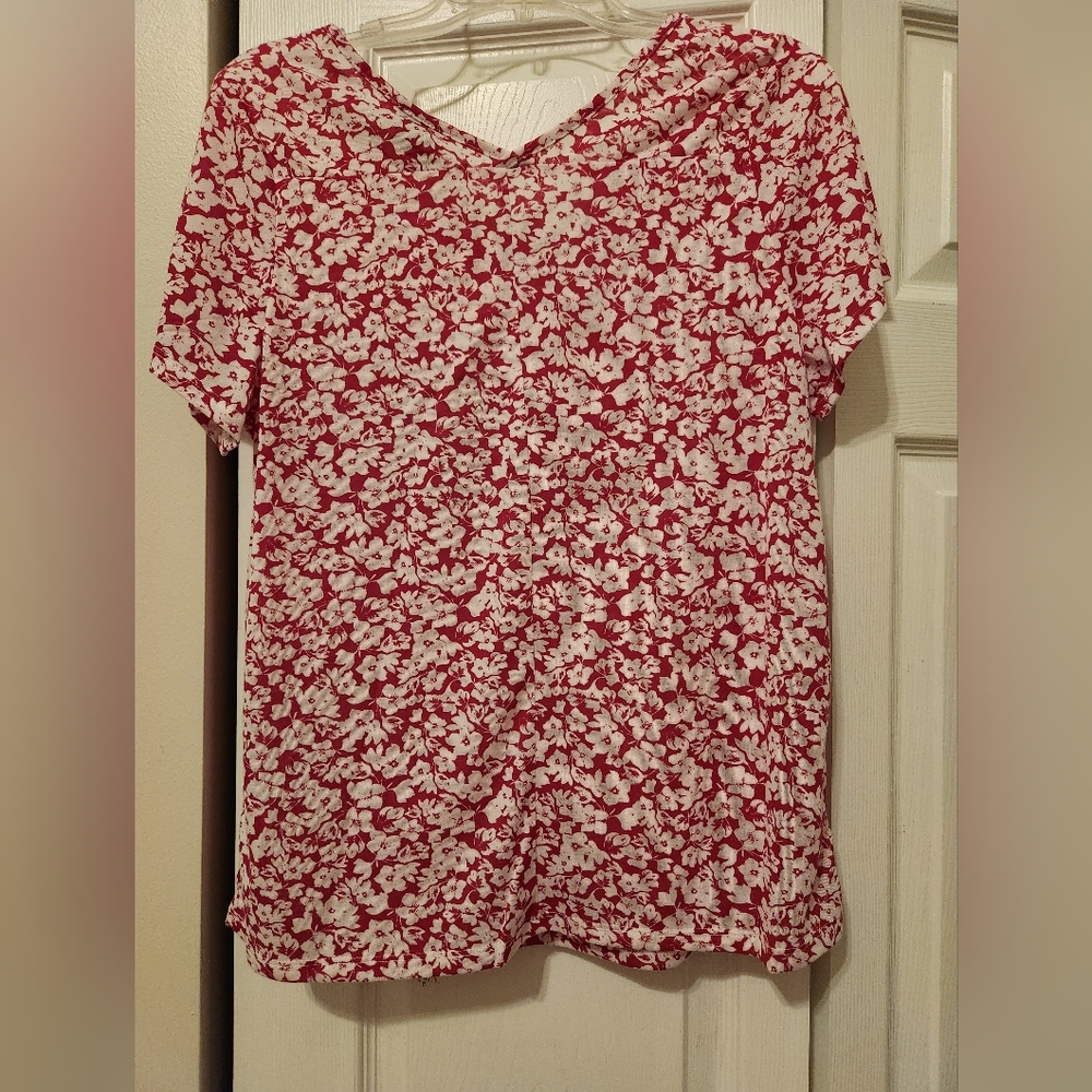 Bobeau, Large, Criss Cross V Neckline, Womens Short Sleeve Top - Picture 4 of 7